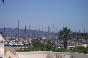 the view from the balcony over Bodrum marina
